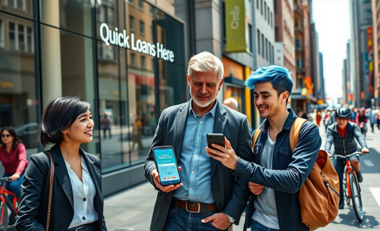 A person looking at their phone while considering quick loan options.