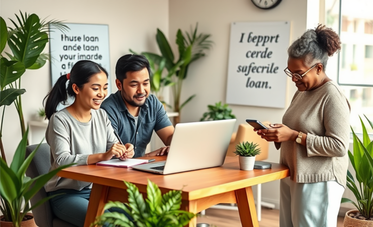 Illustration of a person applying for a secure loan online