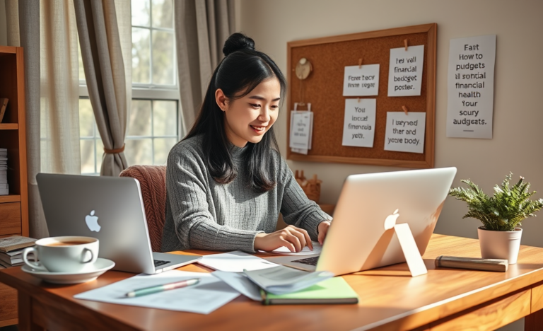 A freelancer reviewing credit options and financial documents.