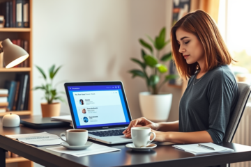 A person working from home on a laptop earning extra income.