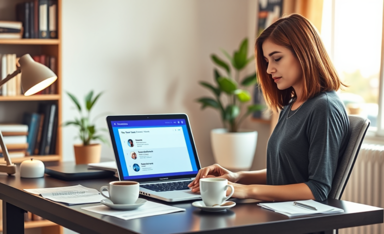 A person working from home on a laptop earning extra income.