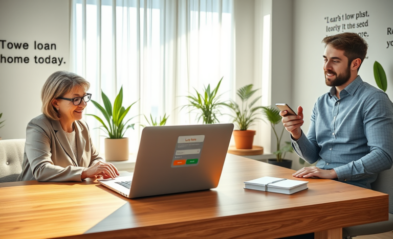 A person happily reviewing their loan approval on a laptop, symbolizing easy access to loans.