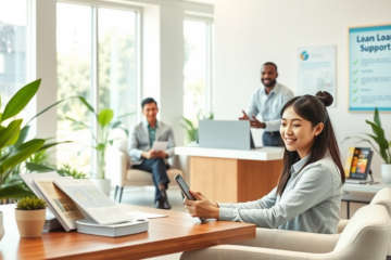 A person looking online for loan options.