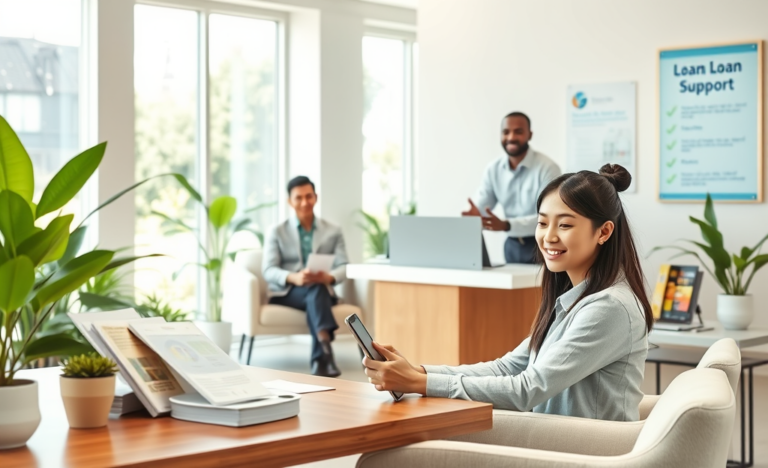 A person looking online for loan options.