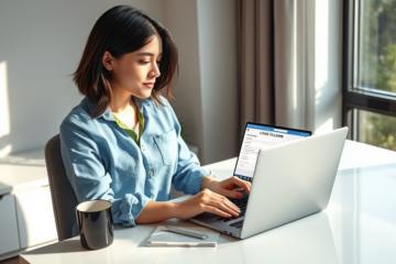 A person applying for an online loan using a laptop.